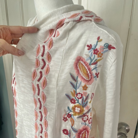 Soft Surroundings Embroidered Hoodie Sweater Small Cotton Boho Cottagecore - Picture 5 of 15